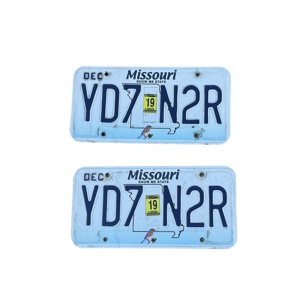 Missouri License Plates (2)‎ Show-Me State Dec 2019 Sticker Blue Automobile Tags